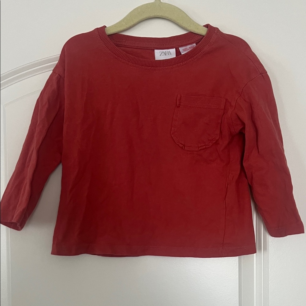 Zara | (18-24M) Kids Crimson Long Sleeve Pocketed Tee
